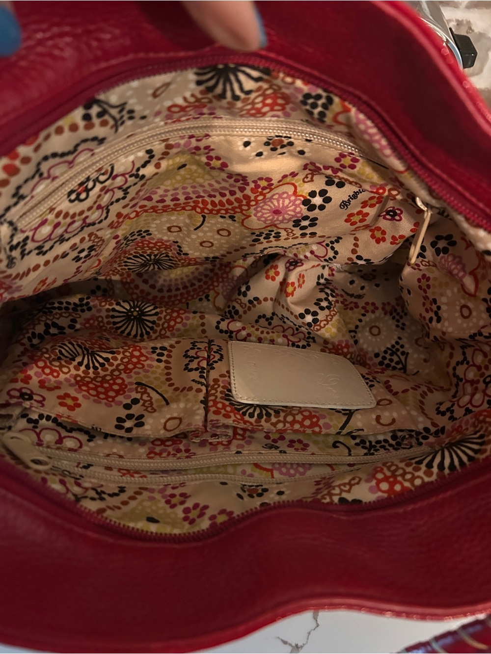 Vintage - Brighton Red-Trim Leather Woven Shoulder Bag - Picture 8 of 16